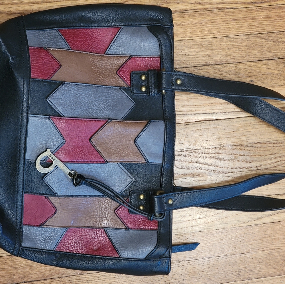 B.O.C red grey brown and black purse